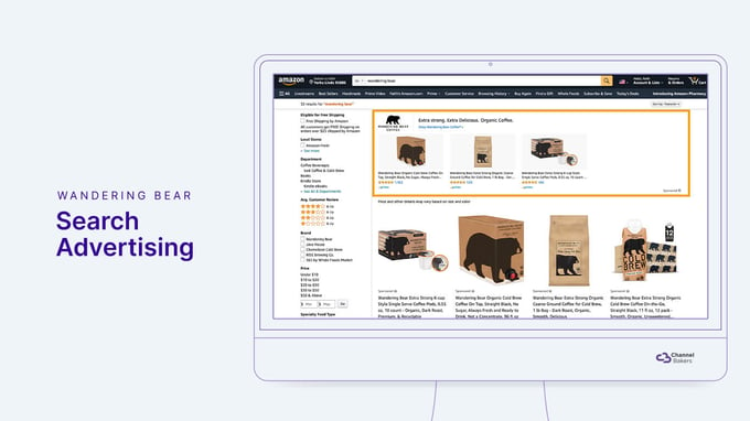 Wandering Bear advertisement example for Amazon Search.