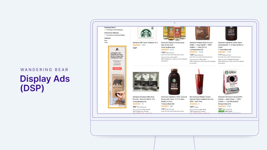 Wandering Bear advertisement example for Amazon DSP Diplay Ads.