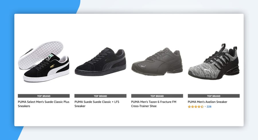 Puma shoes on an Amazon search results page.